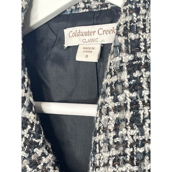 Coldwater Creek Tweed Zip Jacket Size 8 Black Gray - Picture 6 of 15